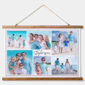Eenvoudige unieke 6 Naam van fotocollage Hangend Wandkleed (Voorkant)