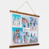 Eenvoudige unieke 6 Naam van fotocollage Hangend Wandkleed (Gebogen)