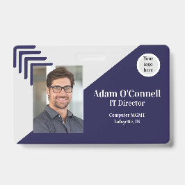  Eenvoudige Unieke Design Blue Business ID Badge