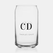 Eenvoudige unieke naaminitiaal blikvorm glas (Achterkant)