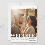 Eenvoudige Unieke QR Code Foto Bruiloft uitnodigin Kaart (Voorkant)