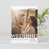 Eenvoudige Unieke QR Code Foto Bruiloft uitnodigin Kaart (Staand voorkant)