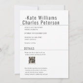 Eenvoudige Unieke QR Code Foto Bruiloft uitnodigin Kaart (Achterkant)