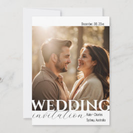 Eenvoudige Unieke QR Code Foto Bruiloft uitnodigin Kaart