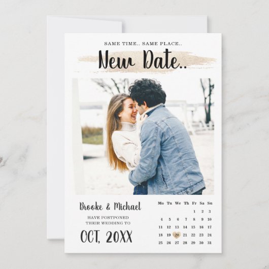 Eenvoudige unieke stijlvolle kalender Wijzig de da Save The Date (Voorkant)