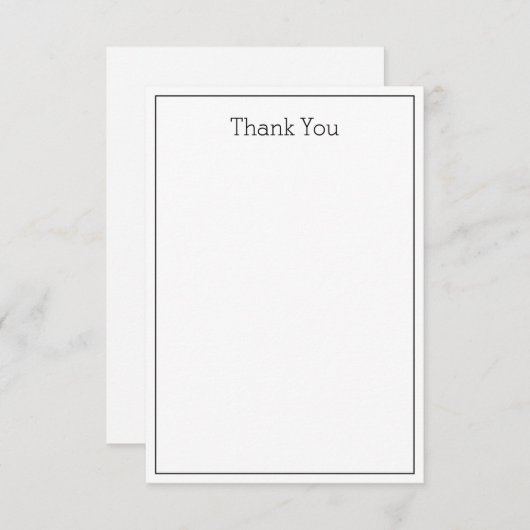 Eenvoudige Unisex Flat Kaart Dank u - Zwart & Wit (Voorkant / Achterkant)