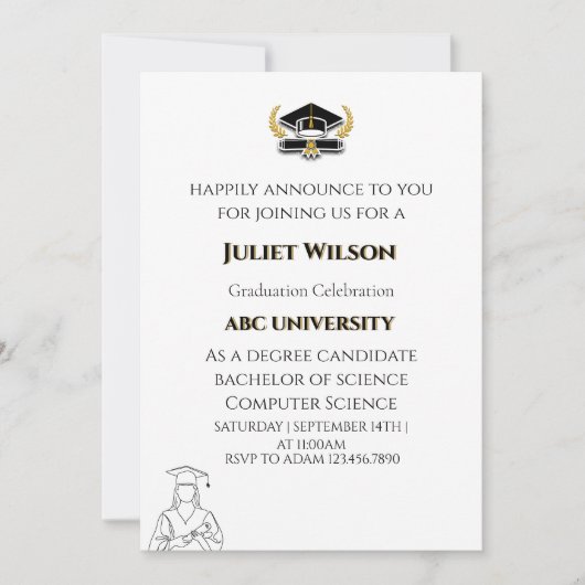 Eenvoudige universitaire afstuderen Stijlvolle sta Kaart (Voorkant)