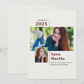 Eenvoudige Universiteit Afstuderen Auburn Crème Aankondiging (Voorkant / Achterkant)