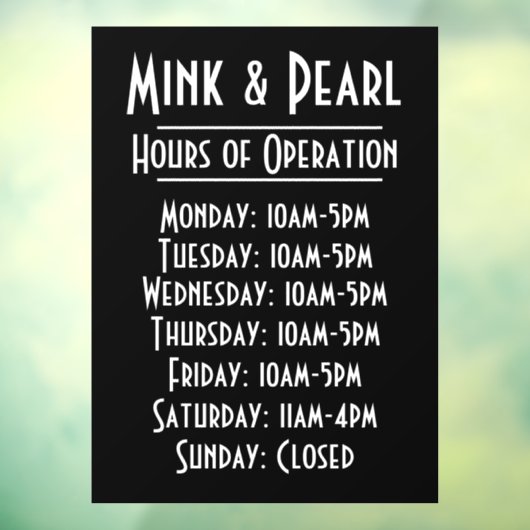 Eenvoudige Uren van Operatie Statische Venster Cli Raamsticker (Vel 3)