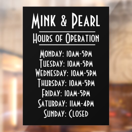 Eenvoudige Uren van Operatie Statische Venster Cli Raamsticker (Vel 2)