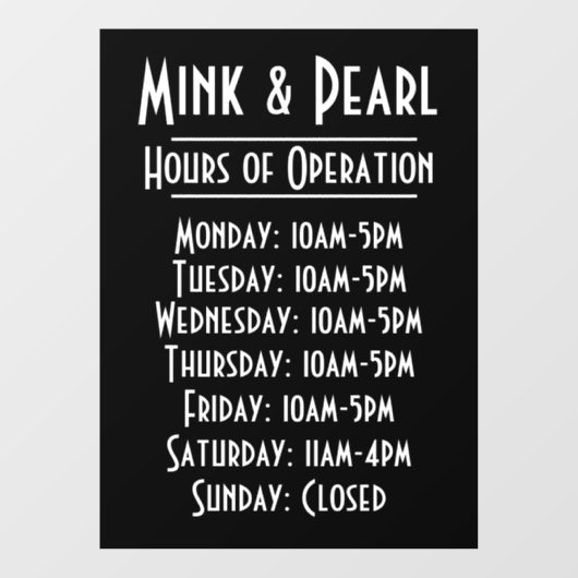 Eenvoudige Uren van Operatie Statische Venster Cli Raamsticker (Vel)