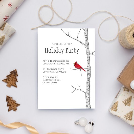 Eenvoudige vakantie winter rode kardinaal berk boo kaart