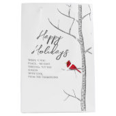 Eenvoudige vakantie winter rode kardinaal berk boo medium cadeauzakje (Voorkant)