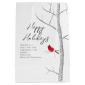 Eenvoudige vakantie winter rode kardinaal berk boo medium cadeauzakje (Achterkant)