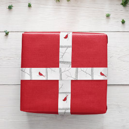 Eenvoudige vakantie winter rode kardinaal berk boo satijnen lint