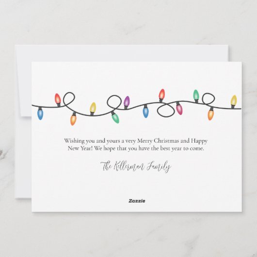 Eenvoudige vakantielichten Vrolijk Kerstfeest Kaar Feestdagenkaart (Achterkant)