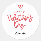 Eenvoudige Valentijnsdag Favor Ronde Sticker (Voorkant)