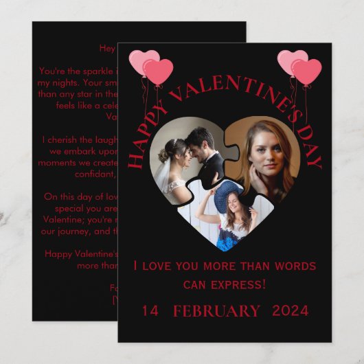 Eenvoudige Valentijnsdag fotokaart Bedankkaart (Voorkant / Achterkant)