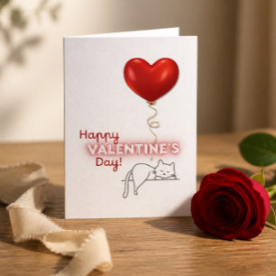 Eenvoudige Valentijnsdag kaart voor kattenliefhebb