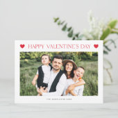 Eenvoudige Valentijnsdag met 2 foto's Feestdagenkaart (Staand voorkant)