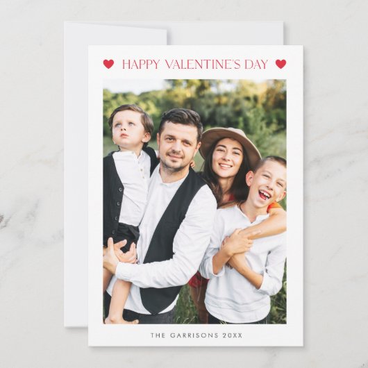 Eenvoudige Valentijnsdag met 2 foto's Feestdagenkaart (Voorkant)