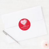 Eenvoudige Valentijnsdag Script Love Heart Red Whi Ronde Sticker (Envelop)