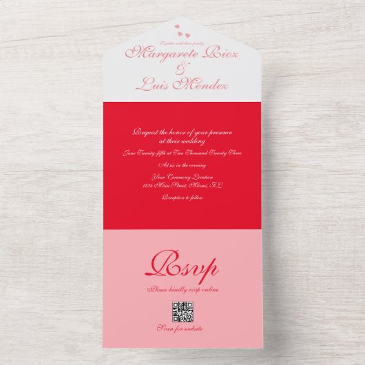 Eenvoudige Valentijnse kalligrafie All In One Uitnodiging (Binnen)