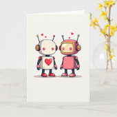 Eenvoudige Valentijnsrobotskaart Kaart (Gele Bloem)