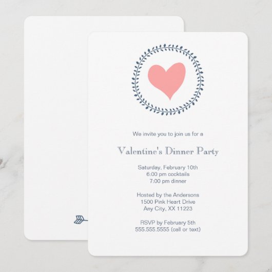 Eenvoudige Valentijns's Dinner Party uitnodigen ro Kaart (Voorkant / Achterkant)