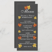 Eenvoudige vallende esdoorn bladeren bruiloft menu (Voorkant / Achterkant)