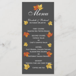 Eenvoudige vallende esdoorn bladeren bruiloft menu