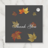 Eenvoudige vallende esdoorn verlaat bruiloft bedankjes labels (Achterkant)