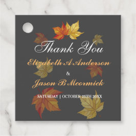 Eenvoudige vallende esdoorn verlaat bruiloft bedankjes labels