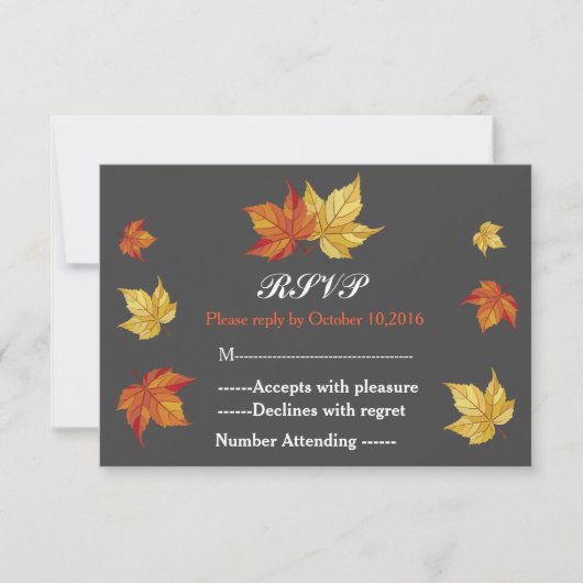 Eenvoudige vallende esdoorn verlaat bruiloft RSVP (Voorkant)