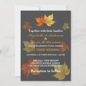 Eenvoudige vallende esdoorn verlaat bruiloft uitno kaart (Voorkant)