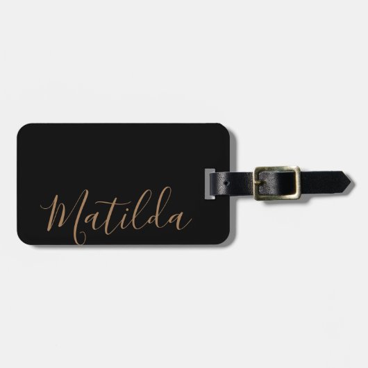 Eenvoudige vaste kleur Goud, persoonlijke naam Bag Bagagelabel (Voorkant horizontaal)
