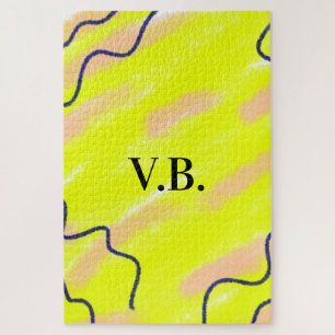 Eenvoudige vaste kleur: naam tekst monogram geel legpuzzel