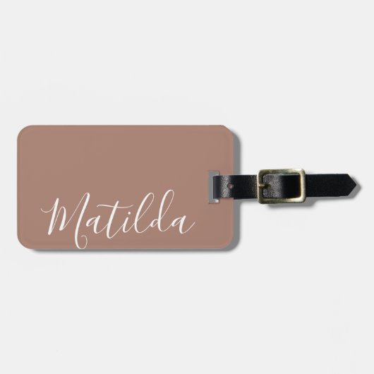 Eenvoudige vaste kleur persoonlijke naam Terracott Bagagelabel (Voorkant horizontaal)