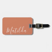 Eenvoudige vaste kleur persoonlijke naam Terracott Bagagelabel (Voorkant horizontaal)
