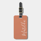 Eenvoudige vaste kleur persoonlijke naam Terracott Bagagelabel (Voorkant verticaal)