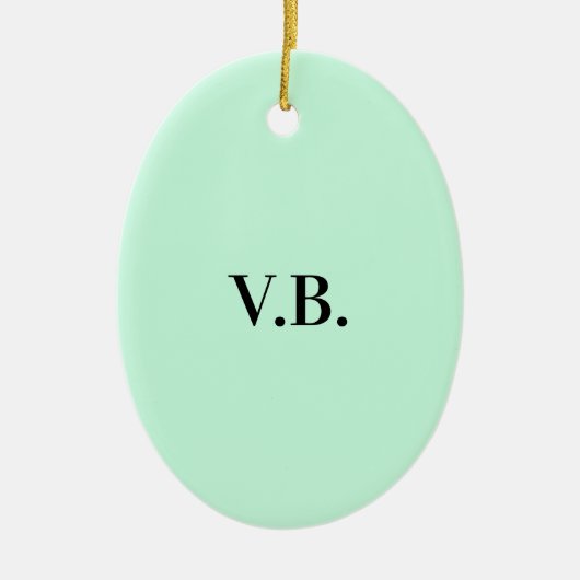 Eenvoudige vaste kleur voeg naamtekstmonogram toe keramisch ornament (Voorkant)