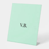 Eenvoudige vaste kleur voeg naamtekstmonogram toe reclamebord met voetstuk (Voorkant)