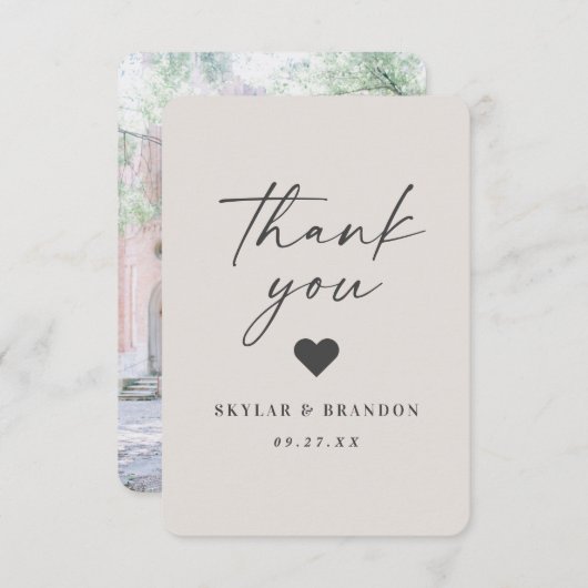 Eenvoudige vaste kleuren Gardenia off-White Weddin Bedankkaart (Voorkant / Achterkant)