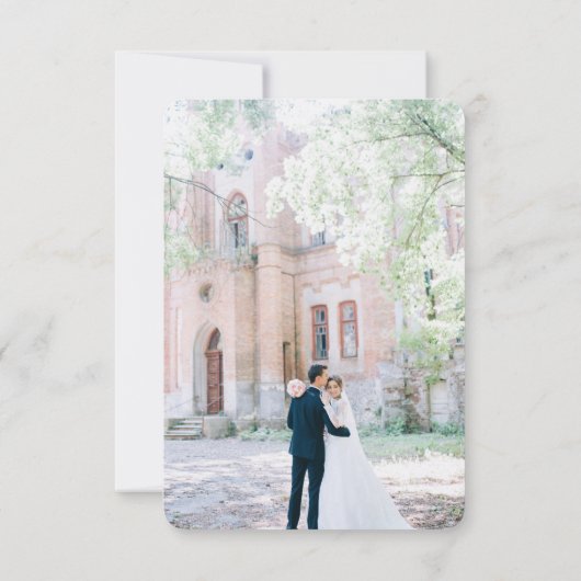 Eenvoudige vaste kleuren Gardenia off-White Weddin Bedankkaart (Achterkant)