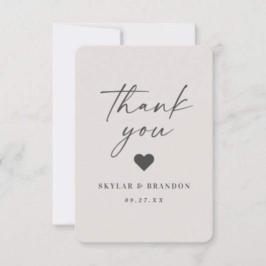 Eenvoudige vaste kleuren Gardenia off-White Weddin Bedankkaart (Voorkant)