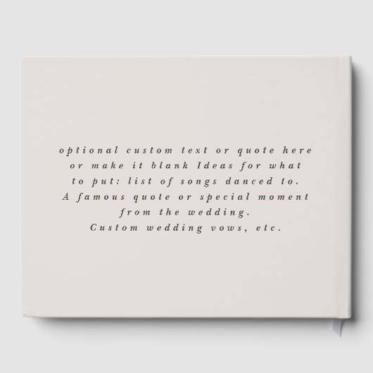 Eenvoudige vaste kleuren, gebroken-witte Gardenia- Gastenboek (Achterkant)