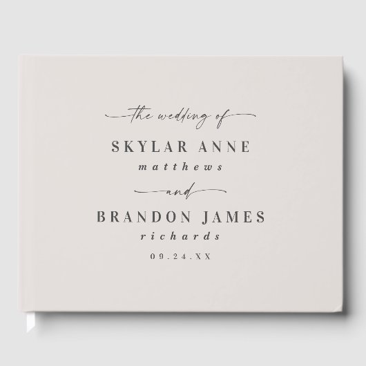 Eenvoudige vaste kleuren, gebroken-witte Gardenia- Gastenboek (Voorkant)