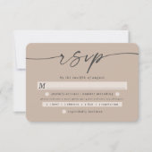 Eenvoudige, vaste kleurentaupe beige Wedding-keuze RSVP Kaartje (Voorkant)