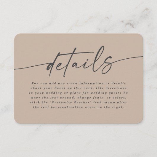 Eenvoudige, vaste kleurenweergave voor beige bruil informatiekaartje (Voorkant)