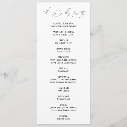 Eenvoudige, veelzijdige, elegante slanke script br programmakaart (Achterkant)